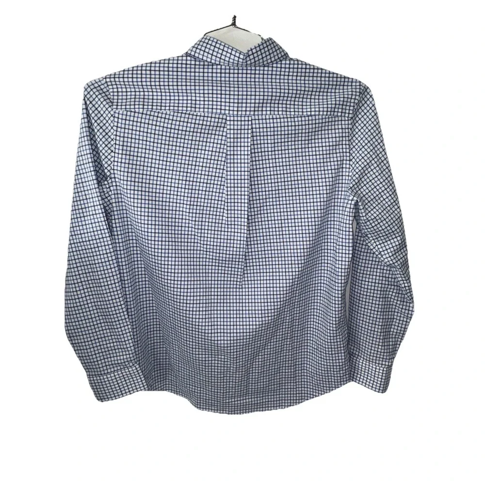 Ralph Lauren Boys Natural Stretch Blue White Check Button Down Shirt Large 14-16